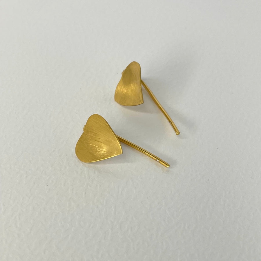 Forgyldt hjerte blad øreringe - small
